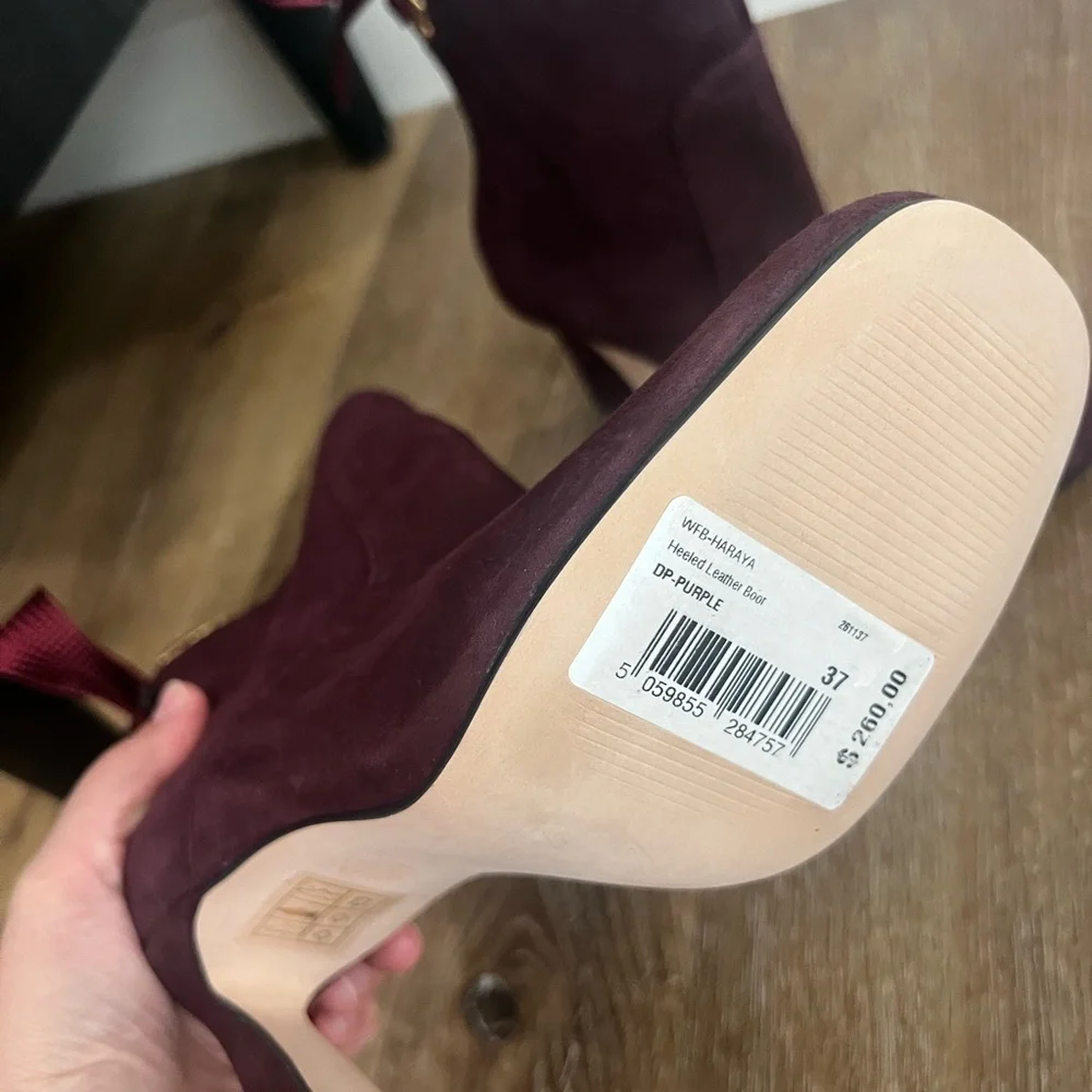 Ted Baker Haraya leather Women’s Burgundy Suede Ankle Boots with Ribbon Detail
